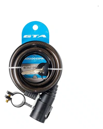 Cadeado Para Bicicleta Com Chave - 12mm X 1000mm Gta Preto