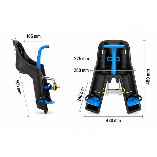 Cadeirinha Dianteira Infantil Bicicleta Kalf Até 15Kg Grafite Azul