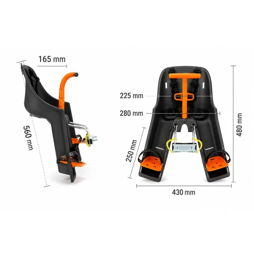 Cadeirinha Dianteira Infantil Bicicleta Kalf Até 15Kg Grafite Laranja