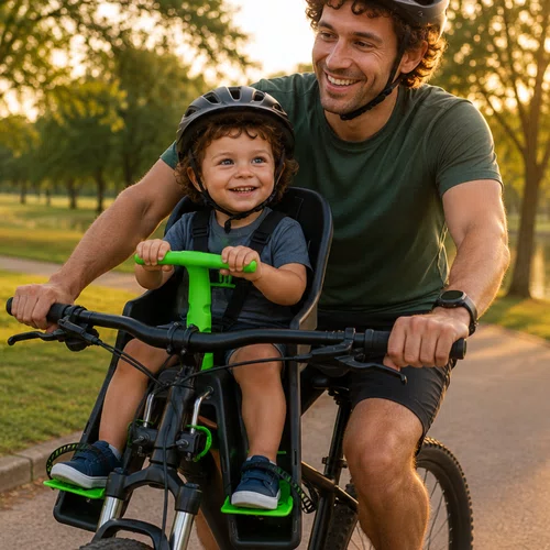 Cadeirinha Dianteira Infantil Bicicleta Kalf Até 15Kg Grafite Verde