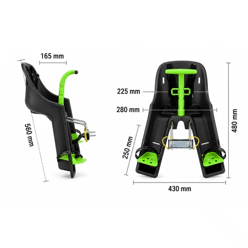 Cadeirinha Dianteira Infantil Bicicleta Kalf Até 15Kg Grafite Verde