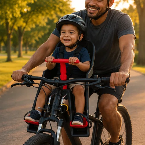 Cadeirinha Dianteira Infantil Bicicleta Kalf Até 15Kg Grafite Vermelha