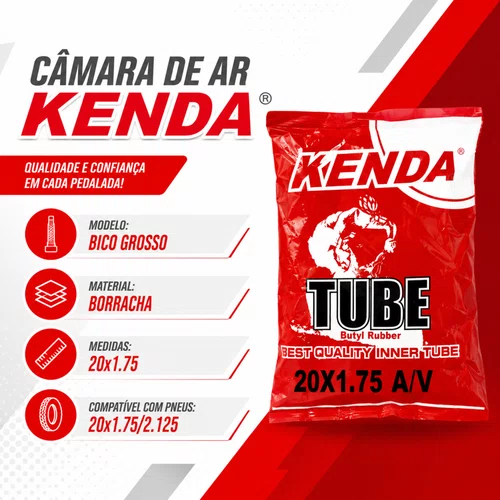 Câmara Ar Kenda p/ Bicicleta Aro 20 Bico Grosso