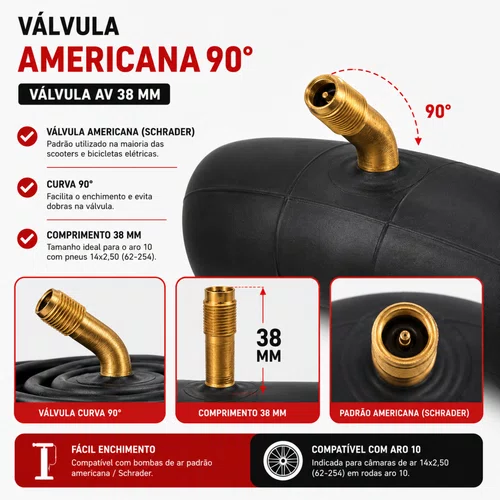 Câmara Ar Scooter Bike Elétrica 14x2,50 Aro 10