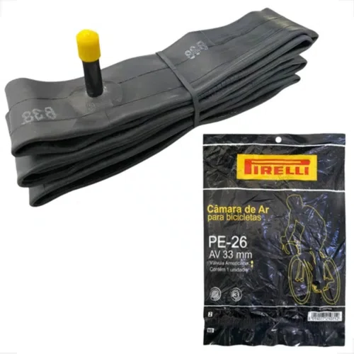 Câmara de Ar Pirelli p/ Bicicleta Aro 26 Bico Grosso (Schrader)