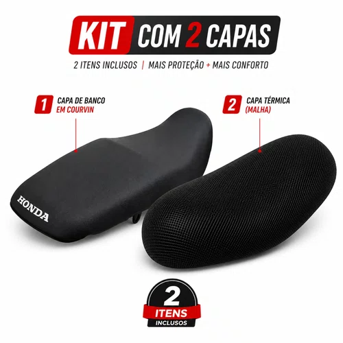 Capa de Banco Original Capas Honda Titan 150 2004–2008 + Térmica Kit 2 Peças