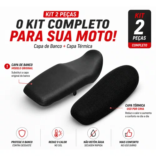 Capa de Banco Titan Fan 150 2009-2013 + Térmica Kit 2 Peças