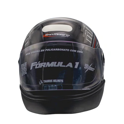 Capacete Fechado Fórmula 1 R Grafic Preto Fosco Tam.60