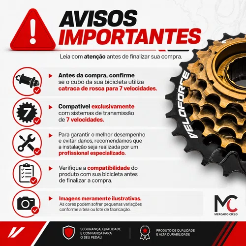 Catraca Roda Livre Veloforce 7 Velocidades 11-28D 120 Cliques