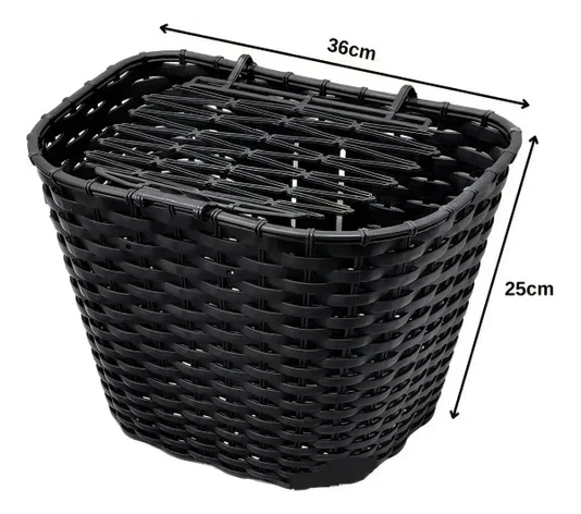 Cesta C/ Tampa Preta Bike Bicicleta Plástico Aro 26 Retro
