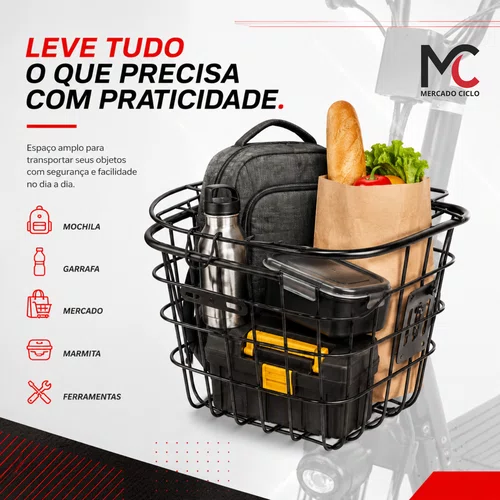 Cesta Dianteira GTA Porta Objetos Scooter Elétrica Urbana