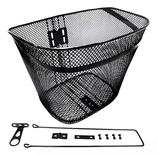 Cesta Para Bicicleta Preto Aramada Grande Aro 26 Completa