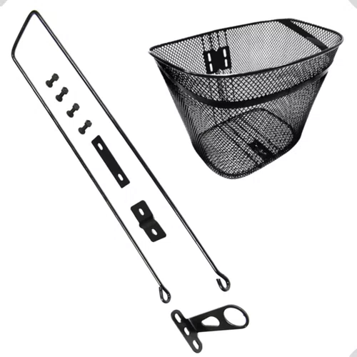 Cesta Para Bicicleta Preto Aramada Grande Aro 26 Completa