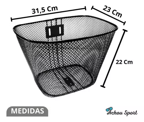 Cesta Para Bicicleta Preto Aramada Grande Aro 26 Completa
