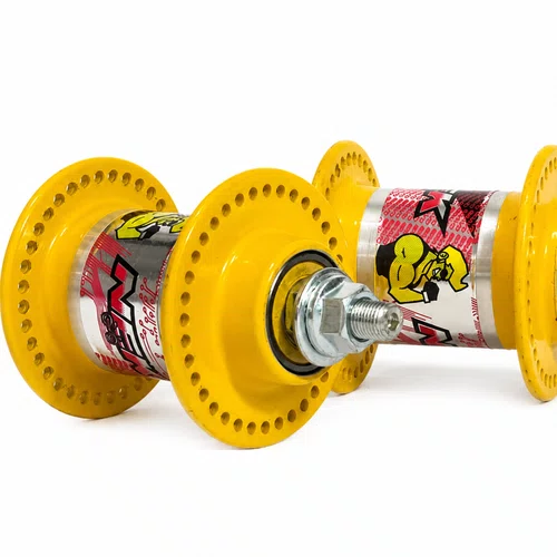 Par Cubo Bike 72 Furos Rolamentado Rosca Amarelo
