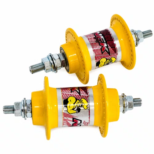 Par Cubo Bike 72 Furos Rolamentado Rosca Amarelo