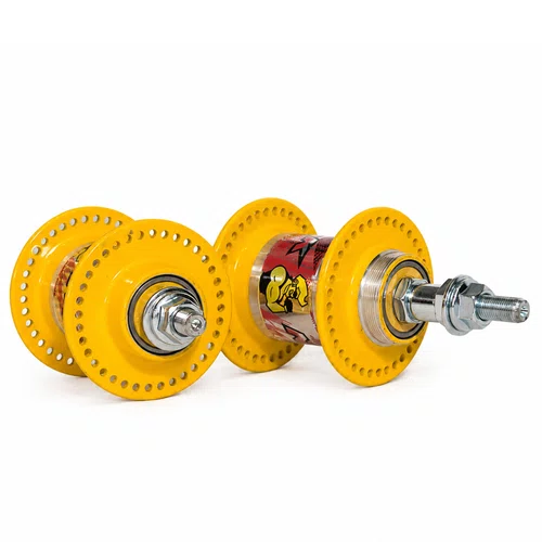 Par Cubo Bike 72 Furos Rolamentado Rosca Amarelo