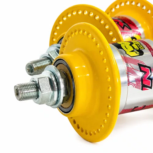 Par Cubo Bike 72 Furos Rolamentado Rosca Amarelo