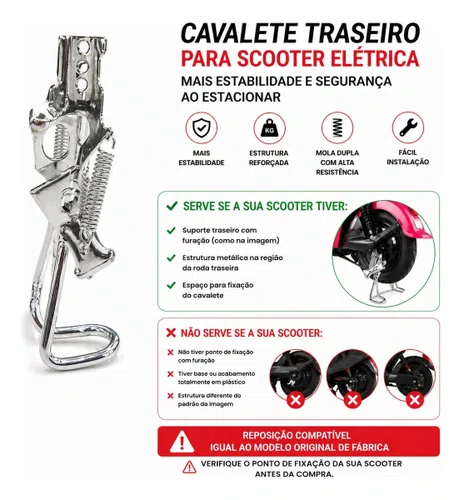 Descanso Cavalete Central Scooter Bicicleta Elétrica 48v 60v