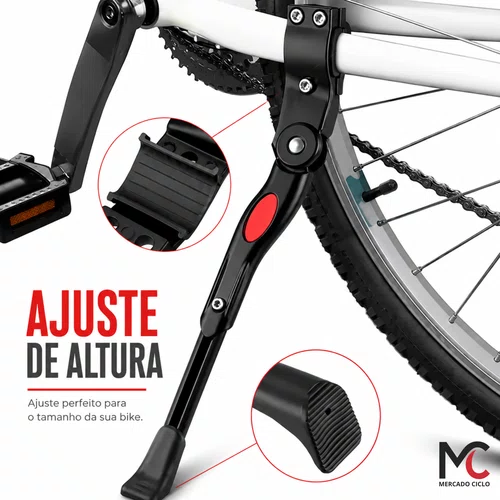Descanso (pezinho) Lateral Bike Alumínio Regulável Aro 24, 26, 27,5 e 29