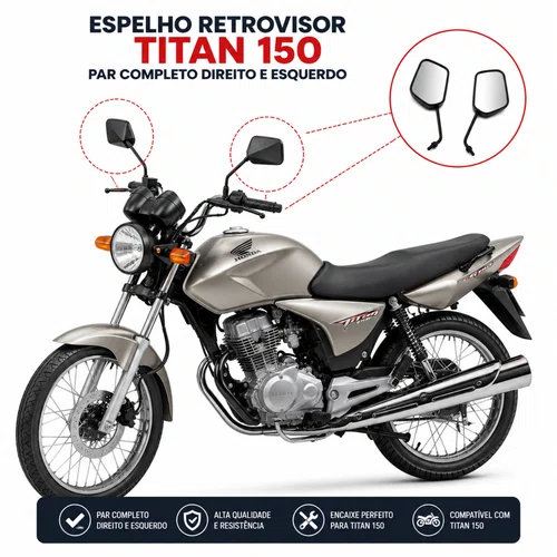 Espelho Retrovisor Titan 150 Par Completo Direito e Esquerdo