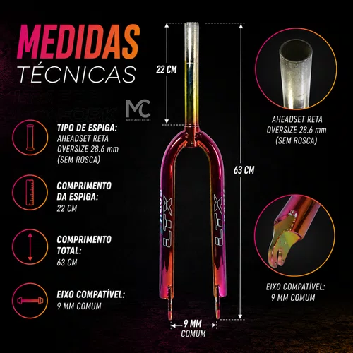 Garfo Rígido LTX FORK Do Grau Aro 26 Aheadset Freio Disco