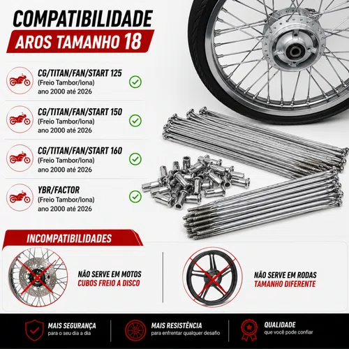Jogo Raio Cromado Honda Cg Titan Fan Start 125/150/160 Lona