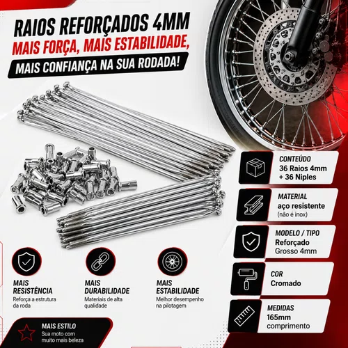 Jogo Raio Cromado Honda Cg Titan Fan Start 125/150/160 Lona