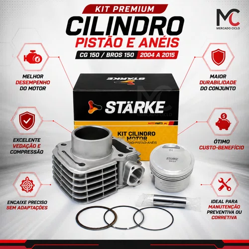 Kit Cilindro Pistão Anéis CG 150 Bros 150 2004 a 2015 Starke