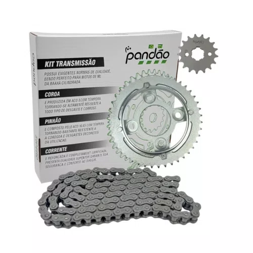 Kit Relação Transmissão Pandão Honda CG 125 Fan (2009-13) / Start (2014-15) - Aço 1045