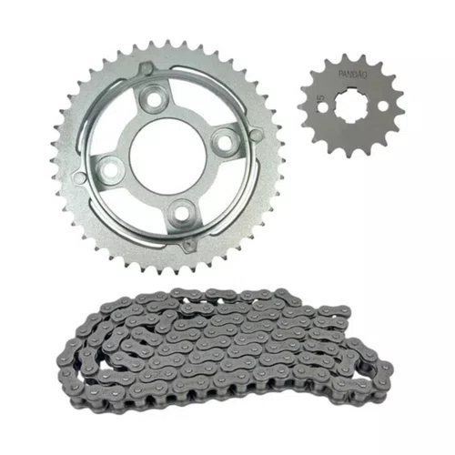 Kit Relação Transmissão Pandão Honda CG 125 Fan (2009-13) / Start (2014-15) - Aço 1045