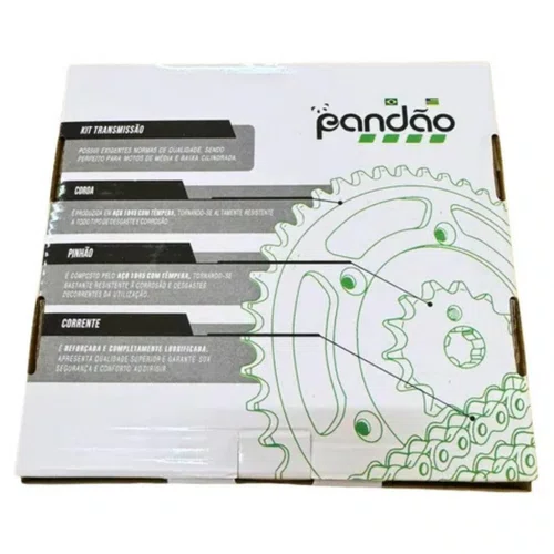 Kit Relação Transmissão Pandão Honda CG 160 Titan/Fan/Start (2016-2025) - Aço 1045
