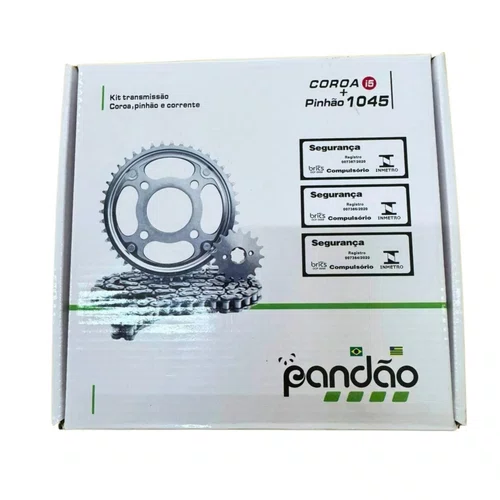 Kit Relação Transmissão Pandão Honda CG 160 Titan/Fan/Start (2016-2025) - Aço 1045