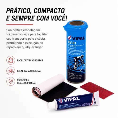 kit Remendo Câmara de Ar Vipal EV-01 p/ Bicicleta