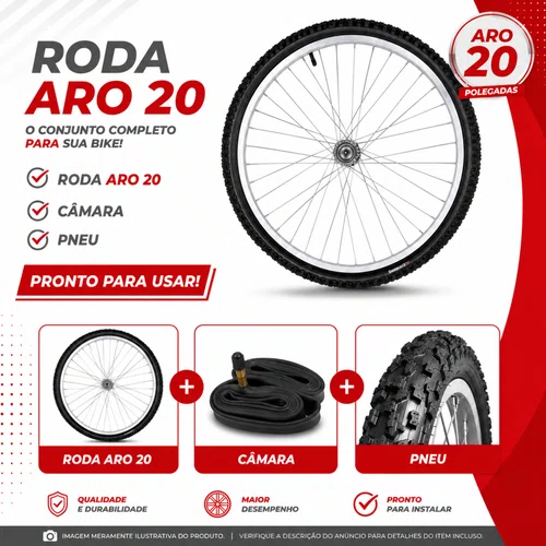 Roda Dianteira A20 Alumínio Natural Pneus + Câmaras de Ar