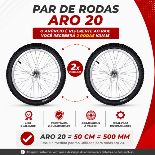 Par Roda Dianteira/Traseira A20 Alumínio Natural Pneu+Câmara