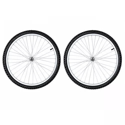 Kit Roda Dianteira e Traseira A26 Alumínio Natural Pneu+Câmara