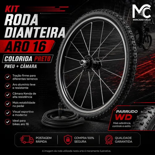 Kit Roda Traseira A16 Colorida Lilas Pneu+Câmara