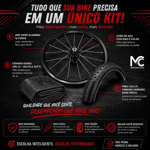 Kit Roda Traseira A16 Colorida Lilas Pneu+Câmara