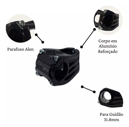Mesa Suporte Guidão Ahead Falcon Bike Aluminio 31.8mm X 45mm Comprimento 4.5 cm Cor Preto