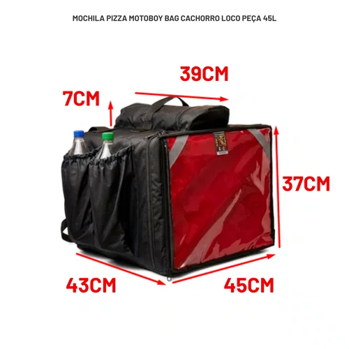 Mochila Pizza Motoboy Bag Cachorro Loco Peça 45L