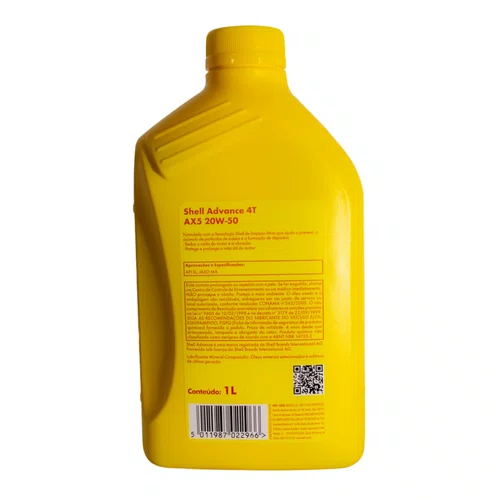 Óleo Shell Advance 4T AX5 20W-50 Original - Lubrificante Mineral para Motos Honda