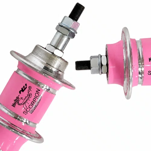 Par Cubo Bike Alumínio 72 Furos Rolamento Diant/Tras Rosca Rosa Bebe