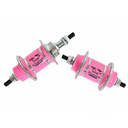 Par Cubo Bike Alumínio 72 Furos Rolamento Diant/Tras Rosca Rosa Bebe
