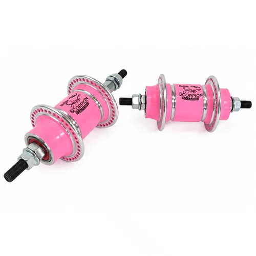 Par Cubo Bike Alumínio 72 Furos Rolamento Diant/Tras Rosca Rosa Bebe