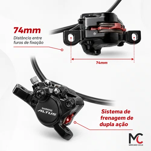 Par Freio Hidráulico Shimano MT200 Dianteiro Traseiro MTB