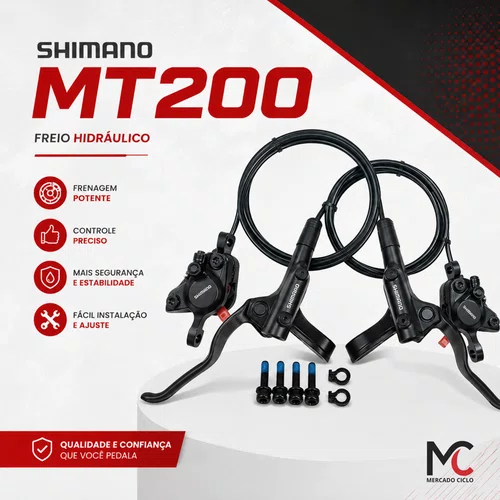 Par Freio Hidráulico Shimano MT200 Dianteiro Traseiro MTB