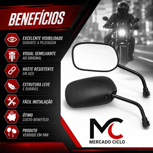 Par Retrovisor Motomo Mini Titan 125 Rosca M10 Universal
