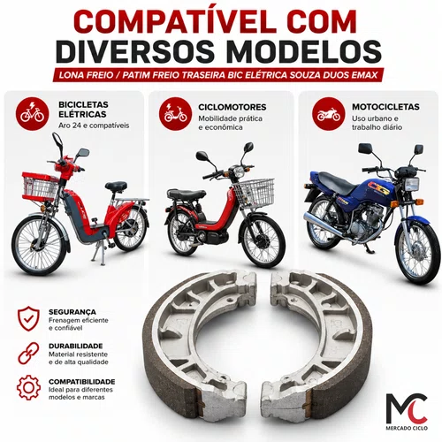 Lona Patim Freio Bike Elétrica Souza Duos Bike Durabreq