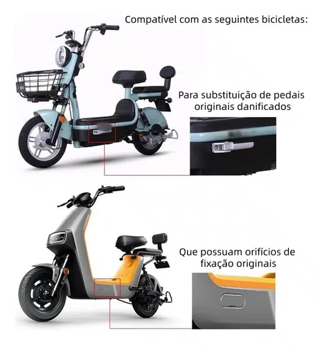 Par De Pedal Retrátil Reforçado Para Scooter Elétrica Universal